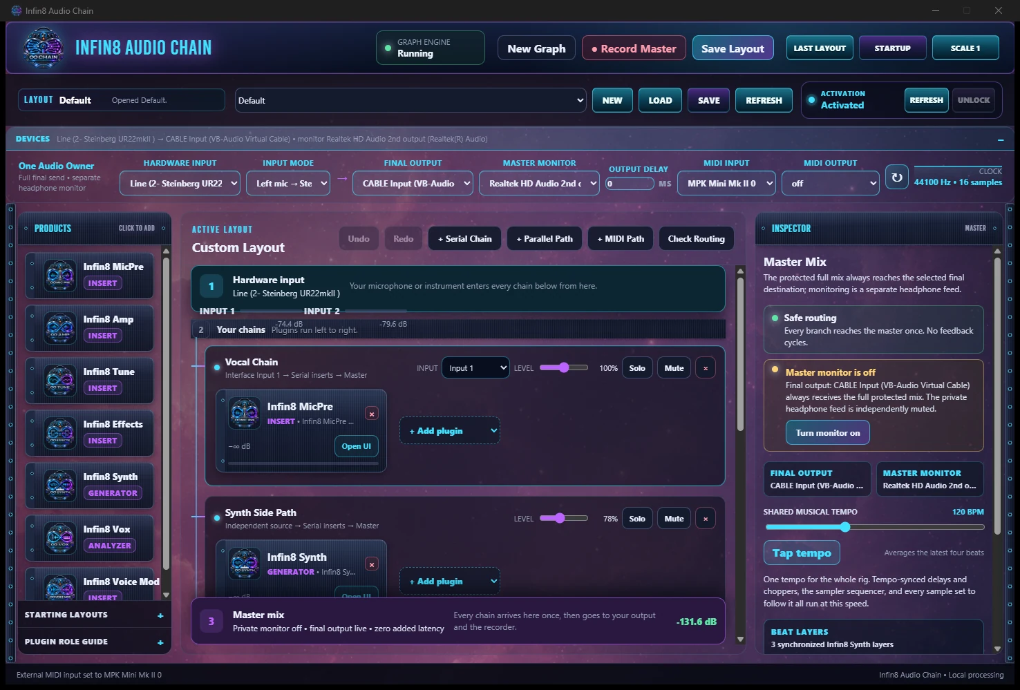 Infin8 Audio Chain, the All In One Live Music Creation Station for the eight-plugin Infin8 Audio Suite