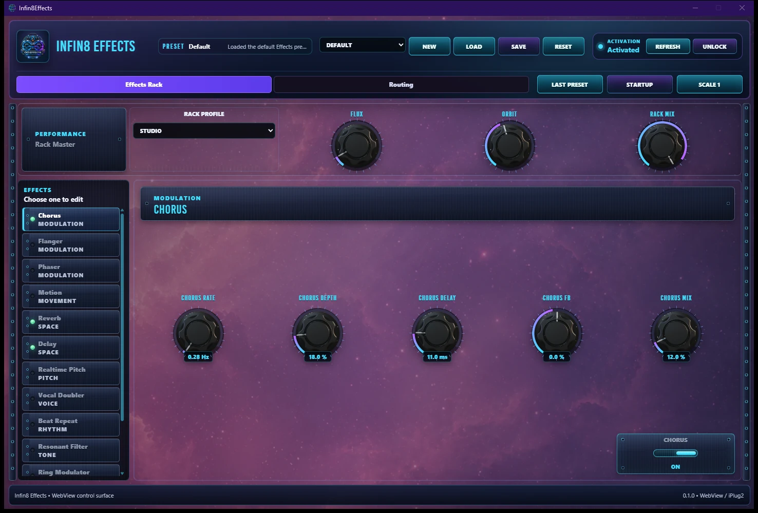 Full Infin8 Effects plugin interface