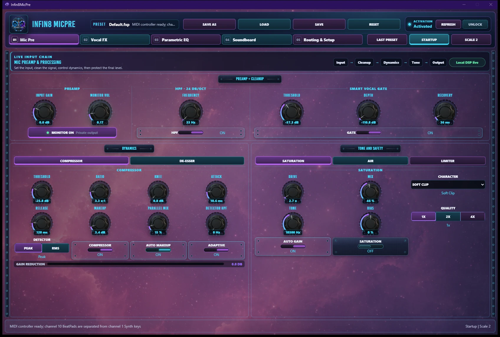Full Infin8 Mic Pre plugin interface
