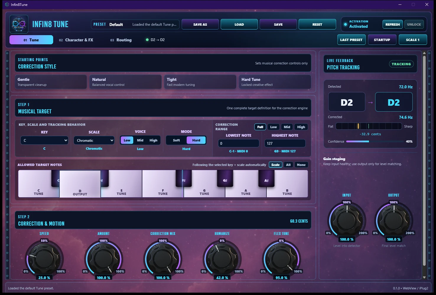 Full Infin8 Tune plugin interface